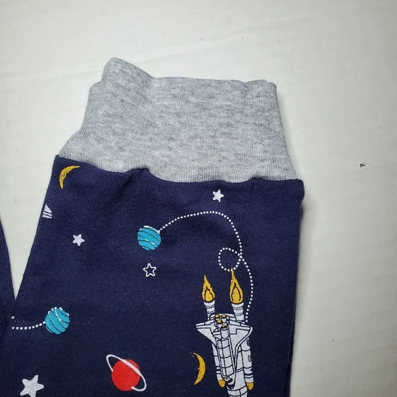 Dolphin & Fish Boys Size 10 Navy Spaceship Print Cotton 2 Piece Pajama Set - Picture 6 of 8